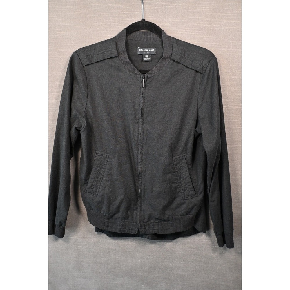 Kenneth Cole New York Men Black Linen Blend lightweight Spring Shirt Jacket Sz M